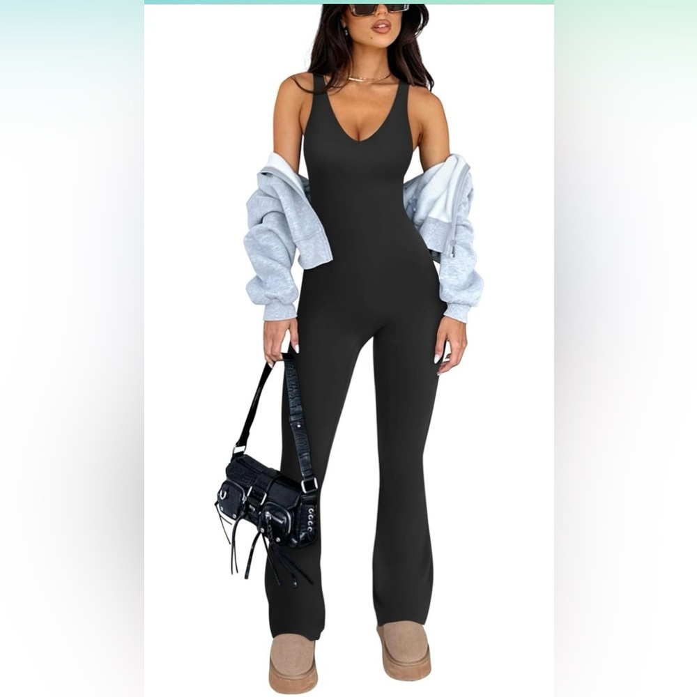 Moyabo Women's Criss Cross Back Sleeveless V Neck Rompers Jumpsuit Size XL